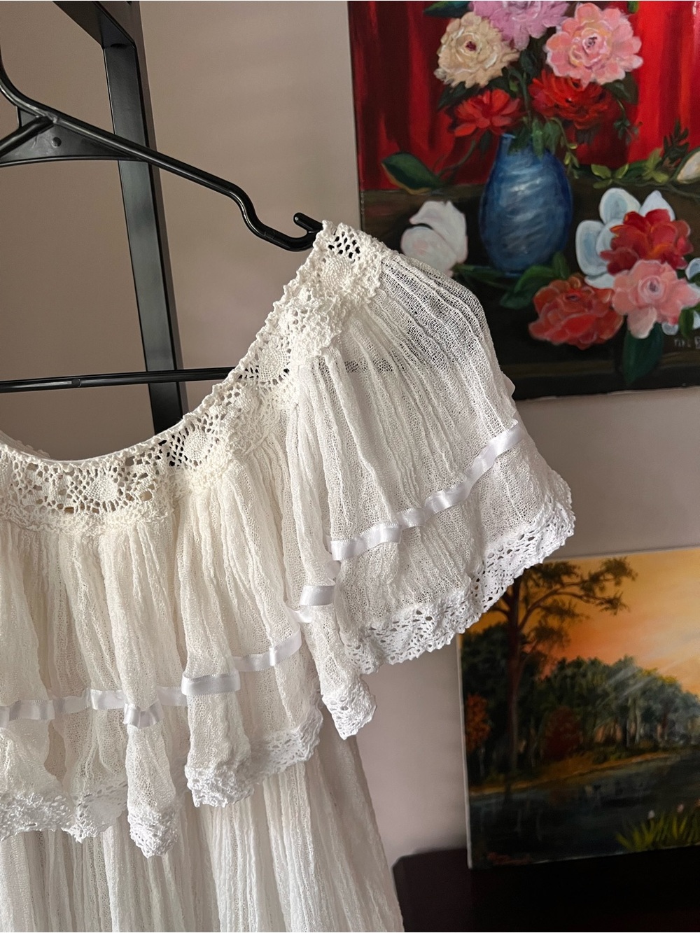 Jen’s pirate booty senorita White Off-Shoulder Ruffled Mini tunic dress - Picture 11 of 13